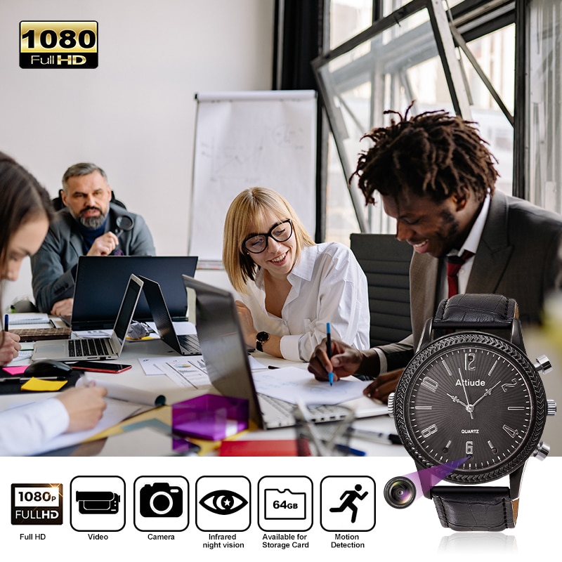 Full HD 1080P Men Wrist Watch Camera Night Vision Video & Audio Loop Recording 3 in1 Wearable Watch Outdoors Micro Camcorders