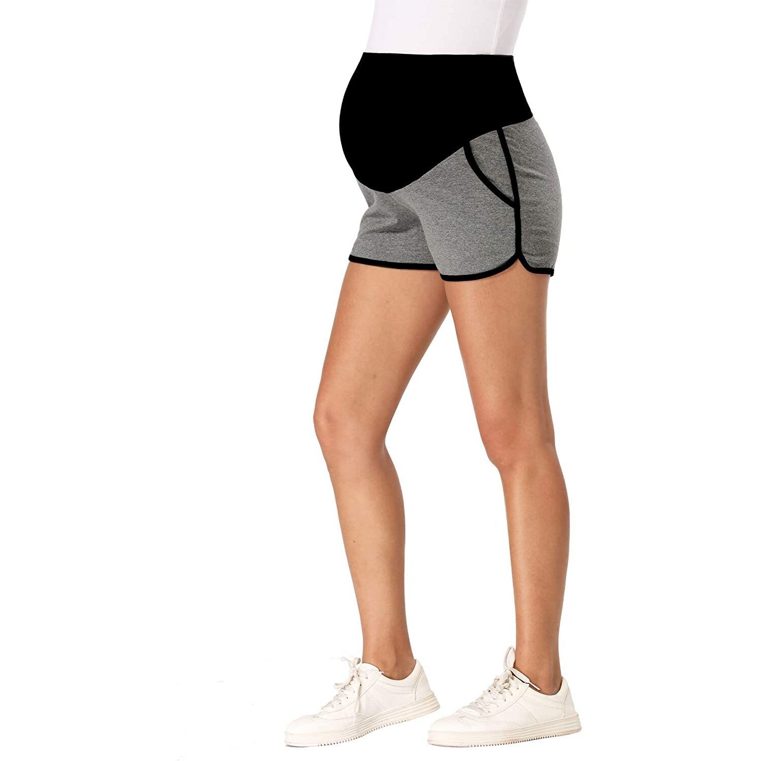 Womens Shorts Striped Loose Maternity Stretchy High Waist Shorts Pants Pregnancy Pocket Loose Hot Pants Summer Beach Shorts