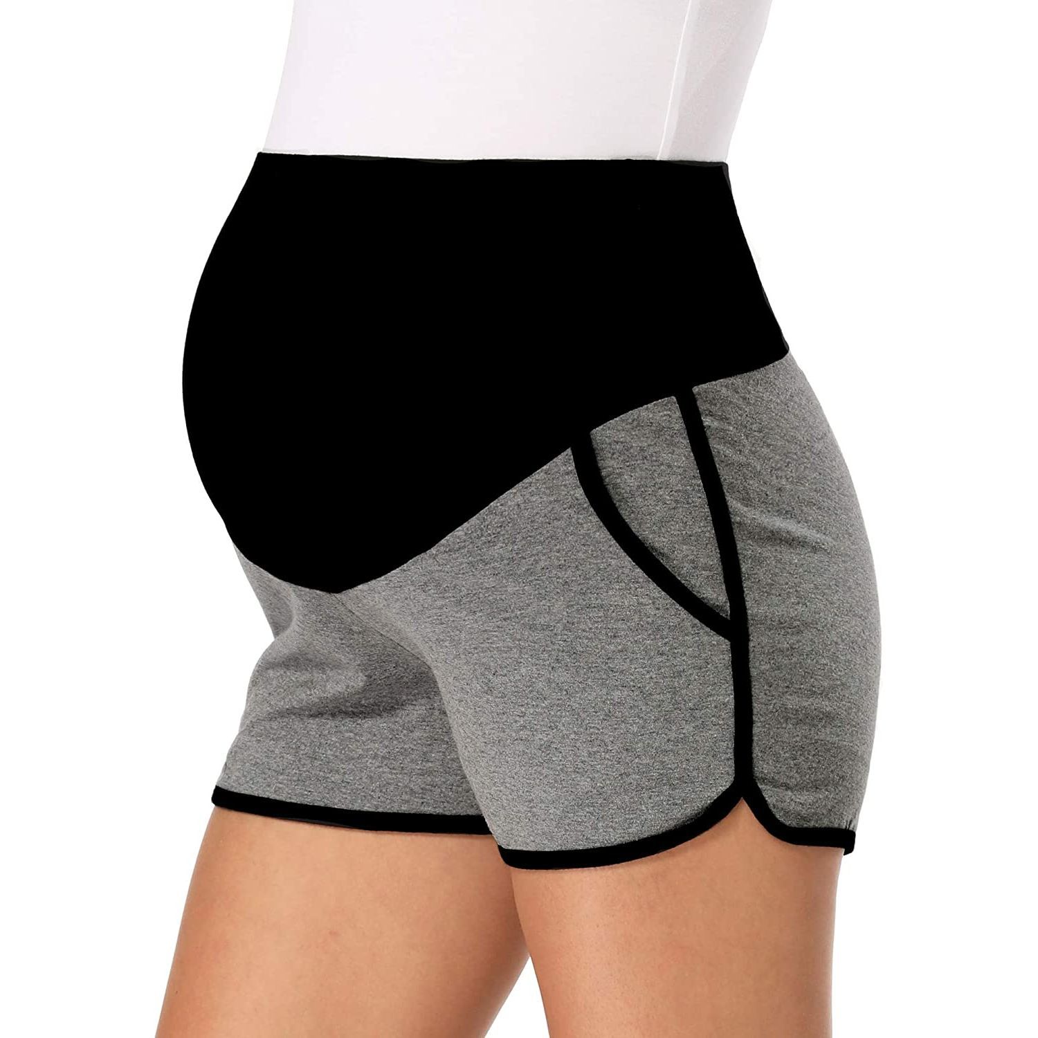 Womens Shorts Striped Loose Maternity Stretchy High Waist Shorts Pants Pregnancy Pocket Loose Hot Pants Summer Beach Shorts