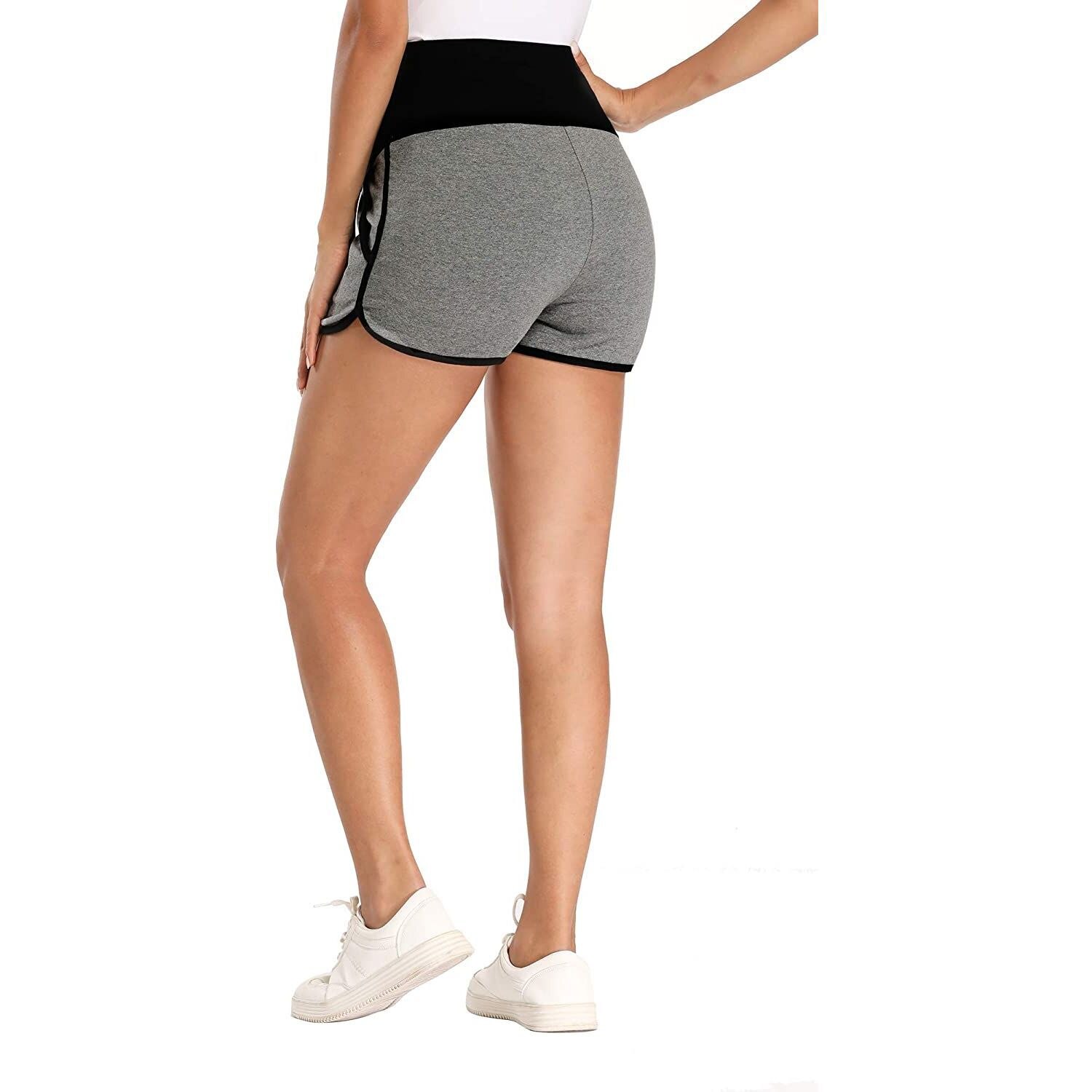 Womens Shorts Striped Loose Maternity Stretchy High Waist Shorts Pants Pregnancy Pocket Loose Hot Pants Summer Beach Shorts