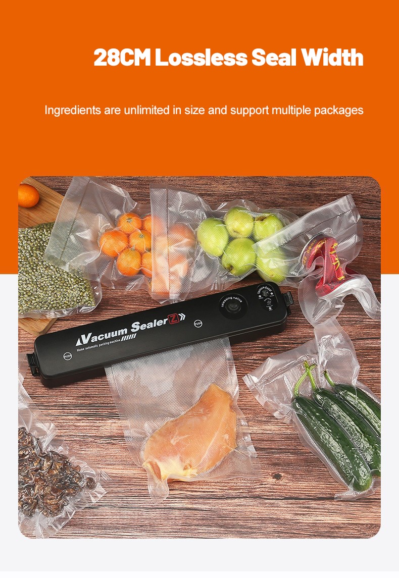 Food Vacuum Sealer 220V/110V Vacuum Sealer Packaging Machine with Free 10pcs Vacuum bags Household Black