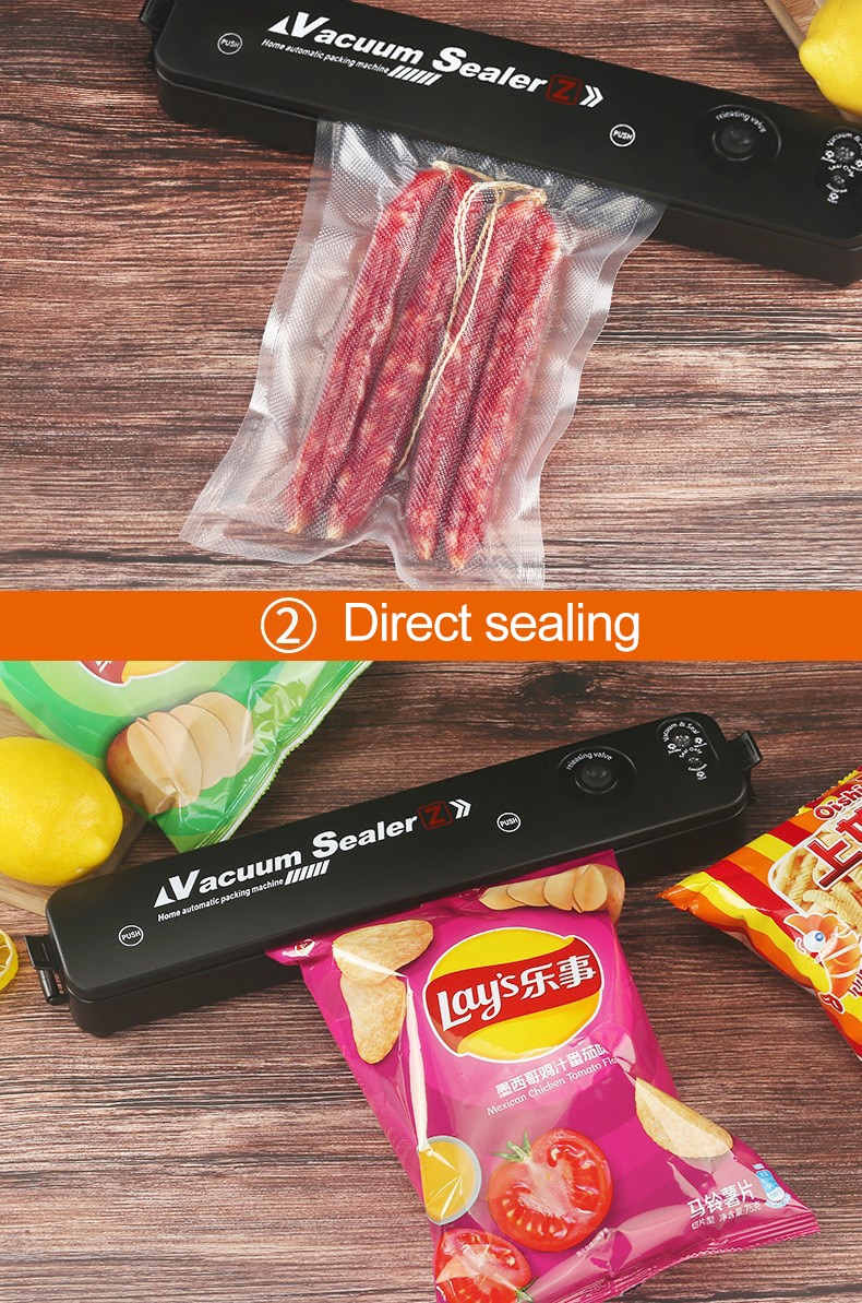 Food Vacuum Sealer 220V/110V Vacuum Sealer Packaging Machine with Free 10pcs Vacuum bags Household Black