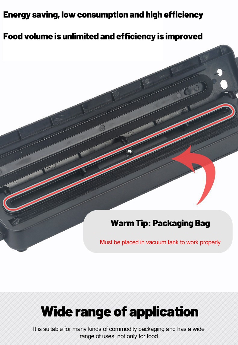 Food Vacuum Sealer 220V/110V Vacuum Sealer Packaging Machine with Free 10pcs Vacuum bags Household Black
