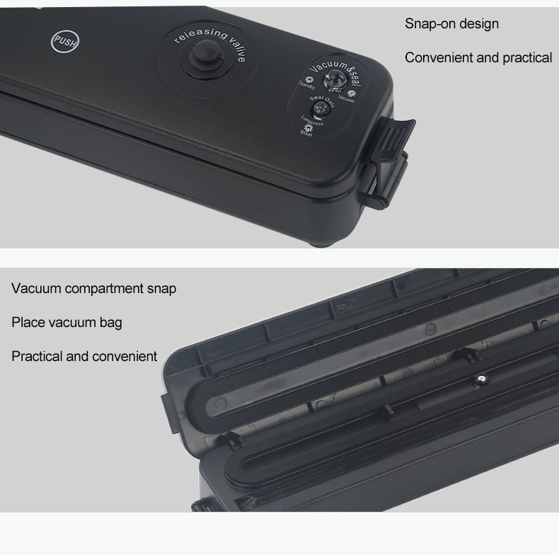 Food Vacuum Sealer 220V/110V Vacuum Sealer Packaging Machine with Free 10pcs Vacuum bags Household Black
