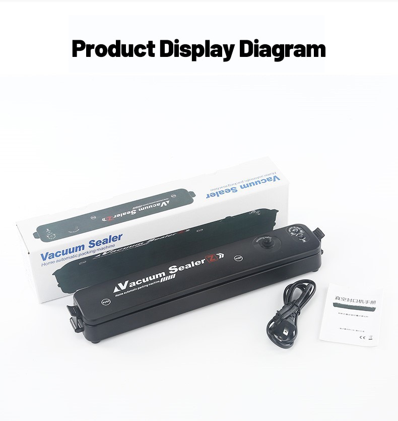 Food Vacuum Sealer 220V/110V Vacuum Sealer Packaging Machine with Free 10pcs Vacuum bags Household Black