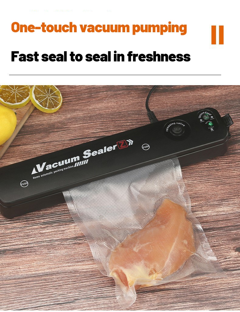 Food Vacuum Sealer 220V/110V Vacuum Sealer Packaging Machine with Free 10pcs Vacuum bags Household Black
