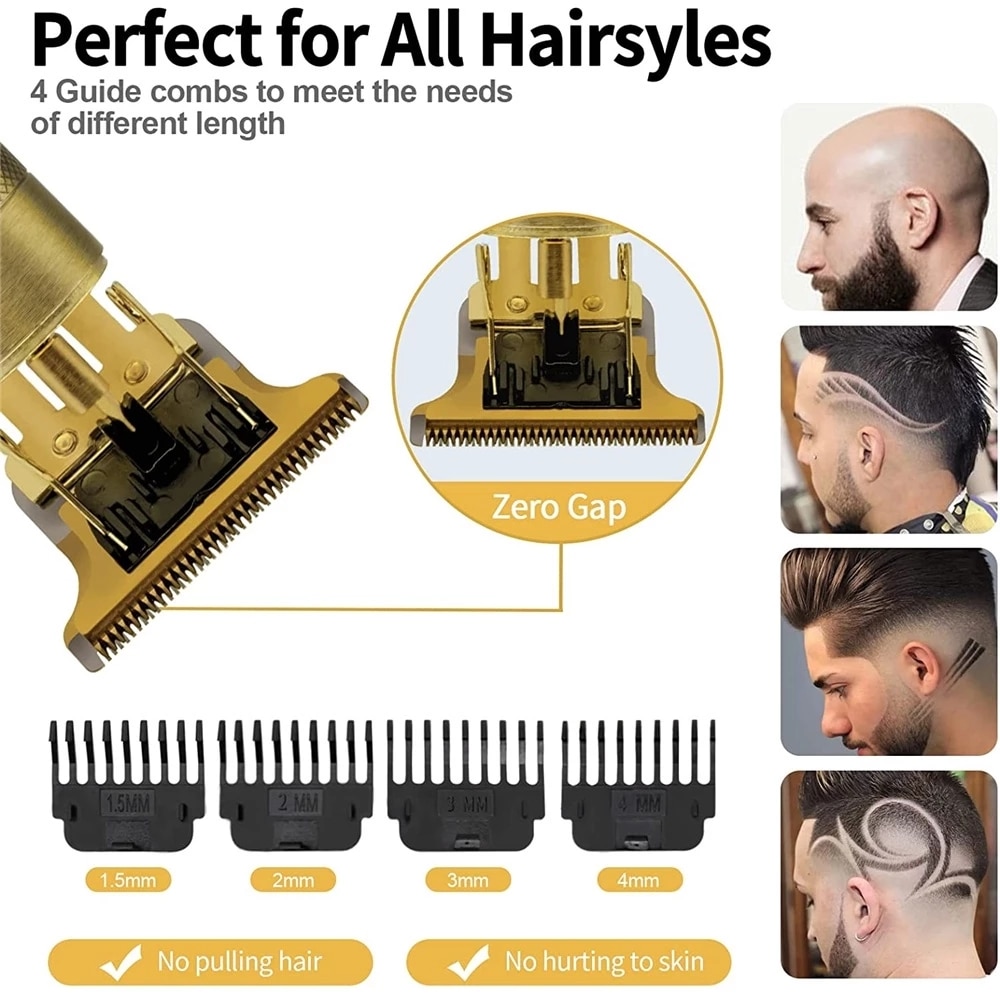 New 2022 Men's Electric Shaver Vintage T9 0mm Hair Cutting Machine Beard Trimmer Hair Clipper For Men Barber Shop Razor Lighter