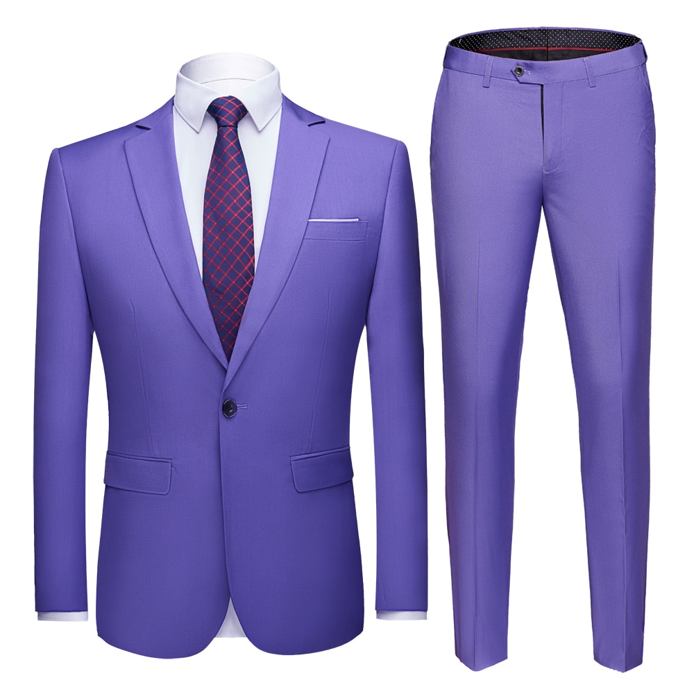 Jacket + Pants 2 Pieces Set / 2022 Fashion New Men's Casual Boutique Business Dress Wedding Groom Suit Coat Blazers Trousers