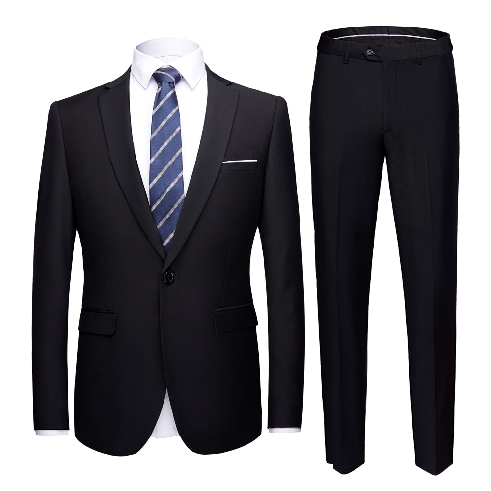 Jacket + Pants 2 Pieces Set / 2022 Fashion New Men's Casual Boutique Business Dress Wedding Groom Suit Coat Blazers Trousers