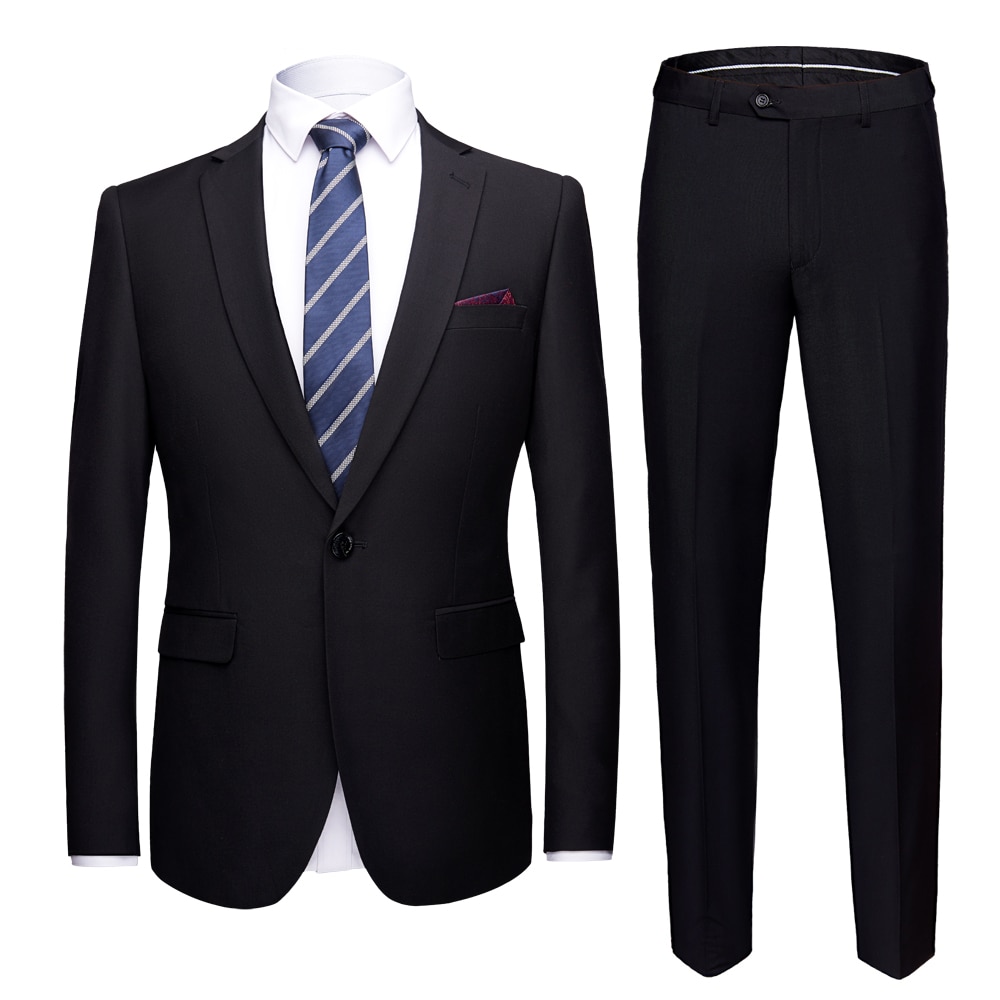 Jacket + Pants 2 Pieces Set / 2022 Fashion New Men's Casual Boutique Business Dress Wedding Groom Suit Coat Blazers Trousers