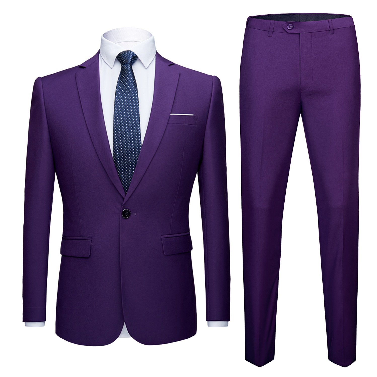 Jacket + Pants 2 Pieces Set / 2022 Fashion New Men's Casual Boutique Business Dress Wedding Groom Suit Coat Blazers Trousers