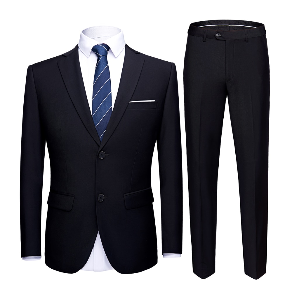 Jacket + Pants 2 Pieces Set / 2022 Fashion New Men's Casual Boutique Business Dress Wedding Groom Suit Coat Blazers Trousers