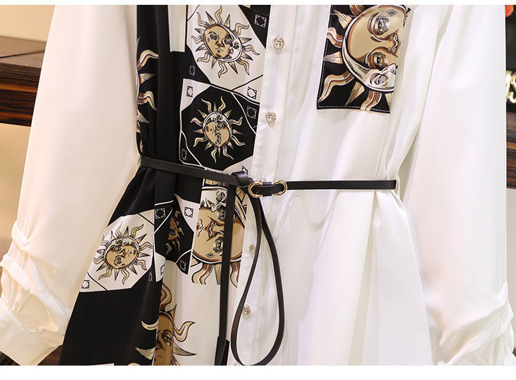 With A Belt  Free Shipping New Fashion Design Narrow Slim Minority Medium Long Dress Women New Spring Black White Student