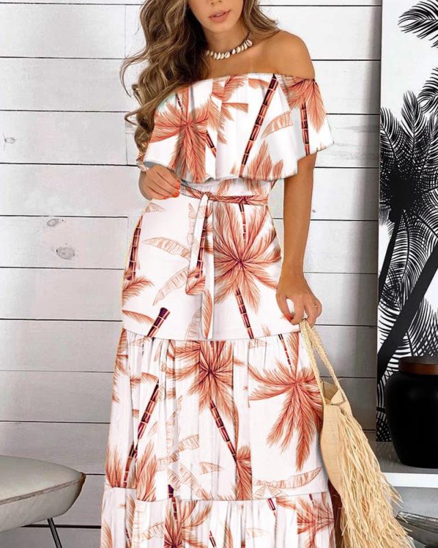 Leopard Robe Print Long Dress Ruffle Maxi Sundress Bohemian Women Summer Sexy Casual Elegant Strapless Vestidos Leopard Robe Print Long Dress Ruffle Maxi Sundress Bohemian Women Summer Sexy Casual Elegant Strapless Vestidos