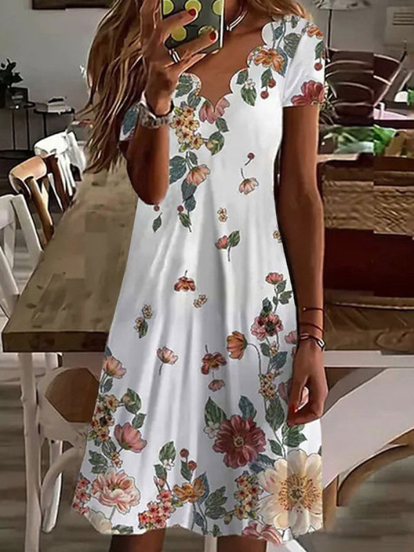 Women New Loose Vintage Ruffles Casual Befree 5XL Dress Large Big Summer Printed Party Beach Dresses