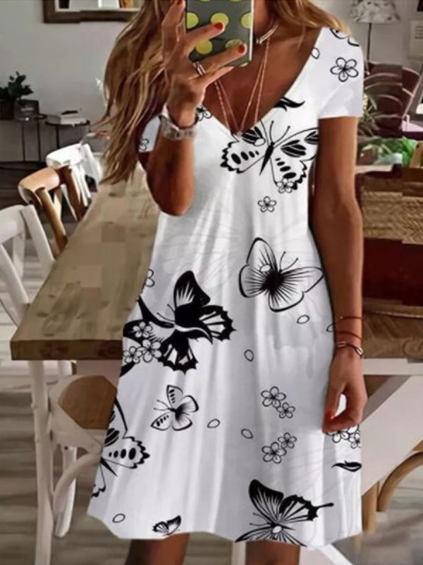 Women New Loose Vintage Ruffles Casual Befree 5XL Dress Large Big Summer Printed Party Beach Dresses