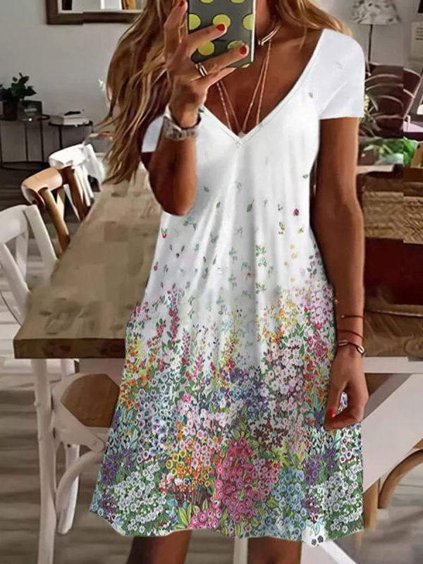 Women New Loose Vintage Ruffles Casual Befree 5XL Dress Large Big Summer Printed Party Beach Dresses