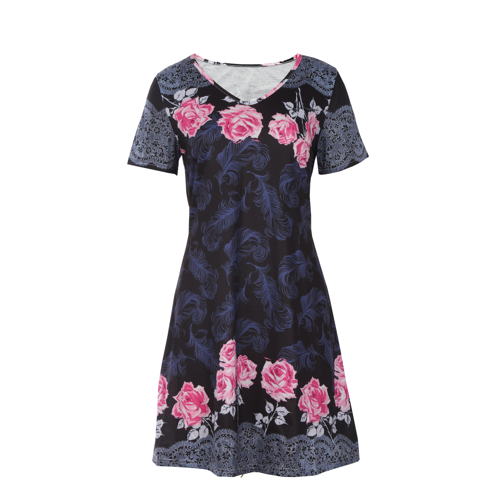 Women New Loose Vintage Ruffles Casual Befree 5XL Dress Large Big Summer Printed Party Beach Dresses