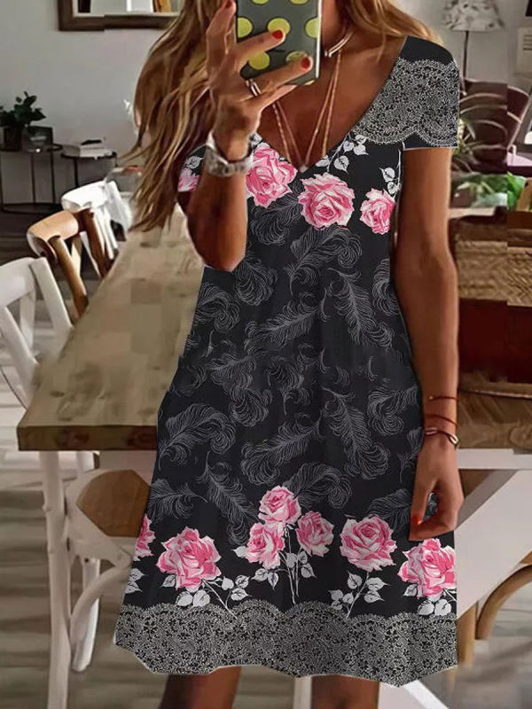 Women New Loose Vintage Ruffles Casual Befree 5XL Dress Large Big Summer Printed Party Beach Dresses