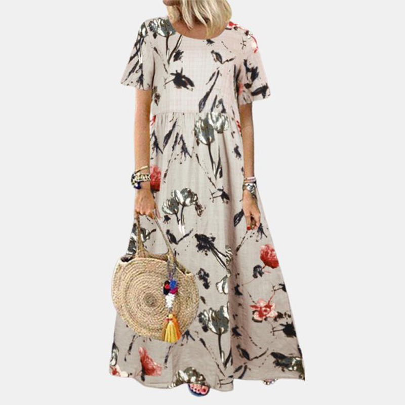 Summer Boho Maxi Dress Women Fashion Floral Printed Loose Sundress Casual High Waist Beach Party Long Dresses Vestidos Robe