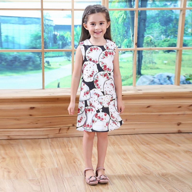 Kids Party Dresses For Girls Printed Evening Princess Girls Dresses Birthday Young Girls Clothes Vestido Menina Children Dresses