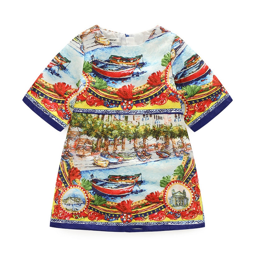Kids Party Dresses For Girls Printed Evening Princess Girls Dresses Birthday Young Girls Clothes Vestido Menina Children Dresses