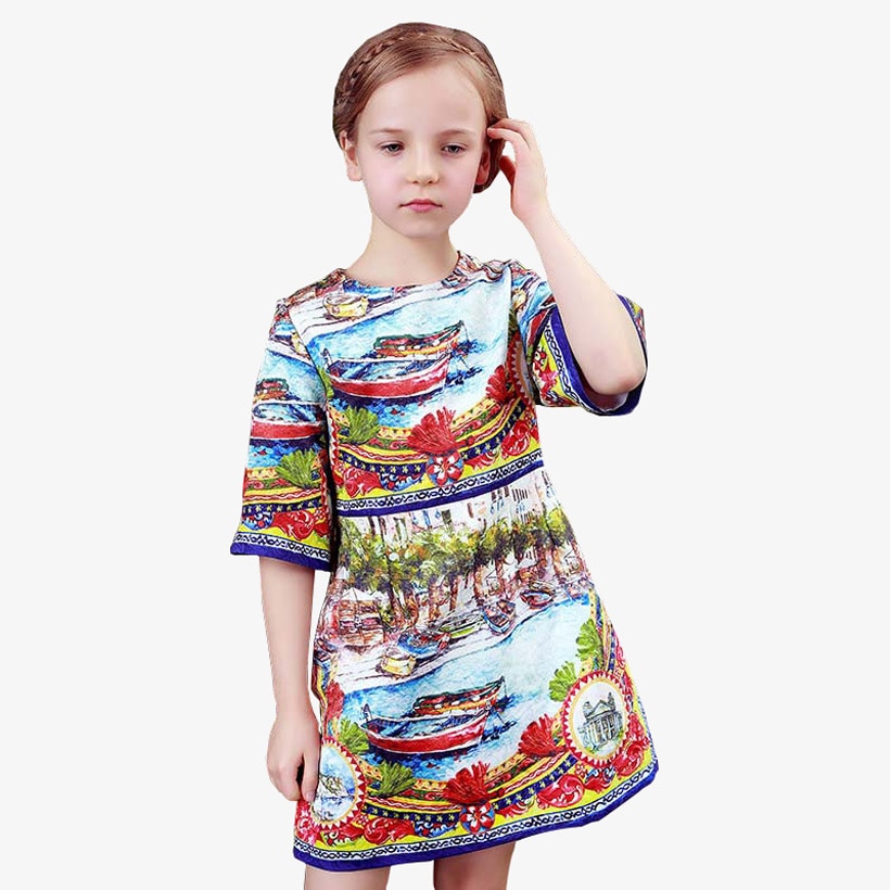 Kids Party Dresses For Girls Printed Evening Princess Girls Dresses Birthday Young Girls Clothes Vestido Menina Children Dresses