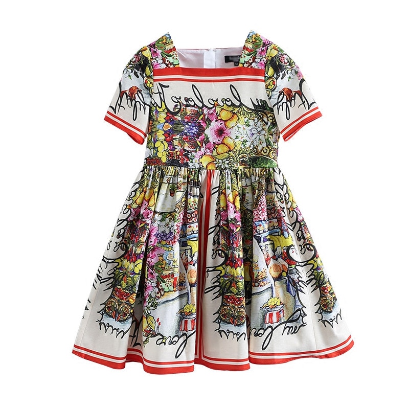 Kids Party Dresses For Girls Printed Evening Princess Girls Dresses Birthday Young Girls Clothes Vestido Menina Children Dresses