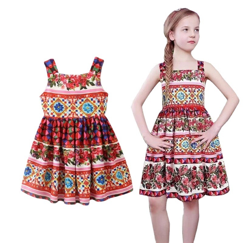 Kids Party Dresses For Girls Printed Evening Princess Girls Dresses Birthday Young Girls Clothes Vestido Menina Children Dresses