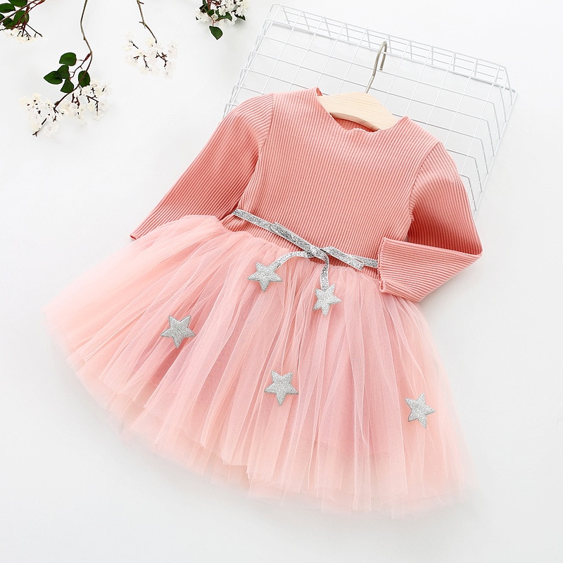 Elegant Flower Girls Dress Wedding Party Princess Dress Casual Kids Clothes Lace Long Sleeves Dress Children's Vestidos For 3-8T