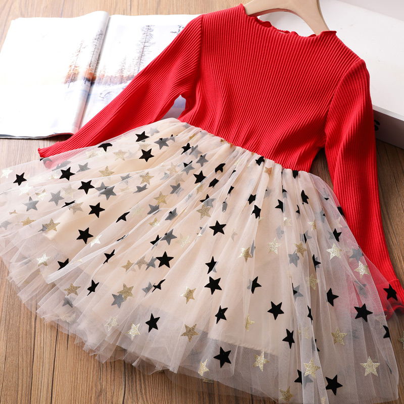Elegant Flower Girls Dress Wedding Party Princess Dress Casual Kids Clothes Lace Long Sleeves Dress Children's Vestidos For 3-8T