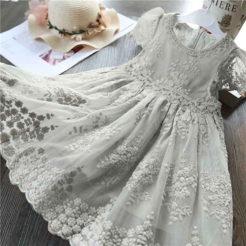 Elegant Flower Girls Dress Wedding Party Princess Dress Casual Kids Clothes Lace Long Sleeves Dress Children's Vestidos For 3-8T