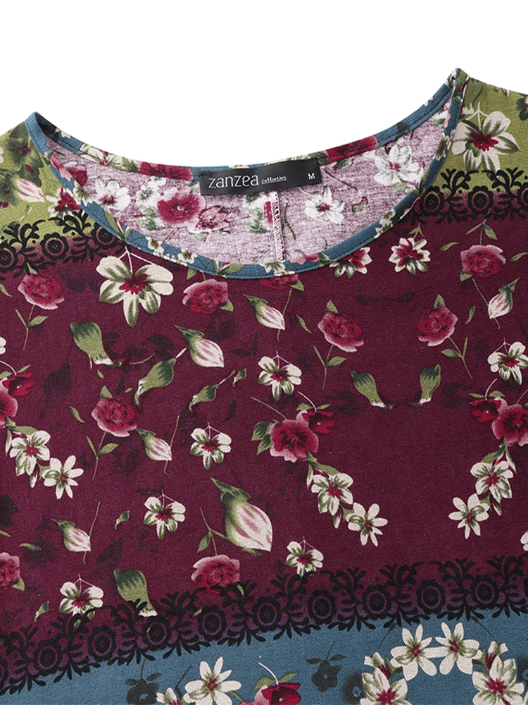 ZANZEA Fashion Summer Maxi Dress Women's Printed Sundress Casual Short Sleeve Vestidos Female High Waist Robe Femme