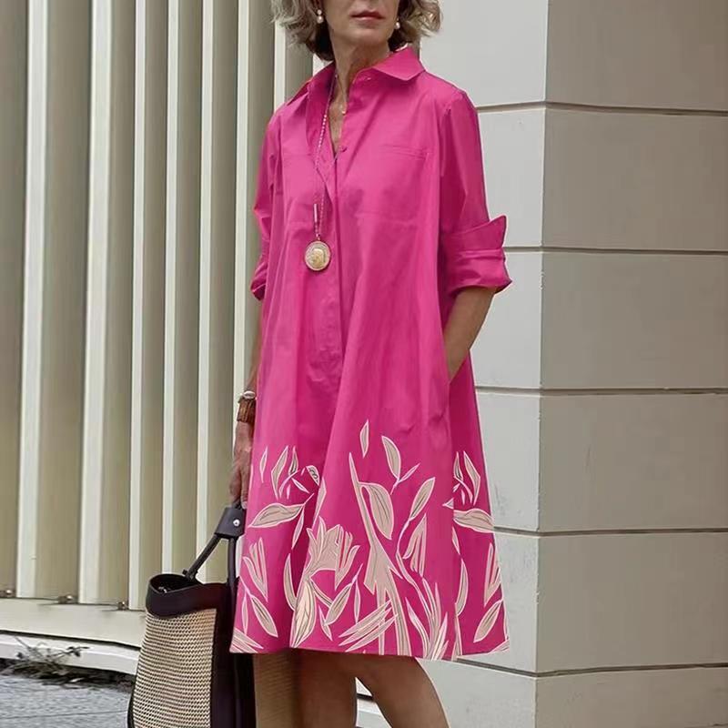 Women Solid Shirt Dress Summer Fashion Casual Turn-down Collar Pocket Long Sleeve Midi Dresses Female Sexy Dot Dresses Vestidos