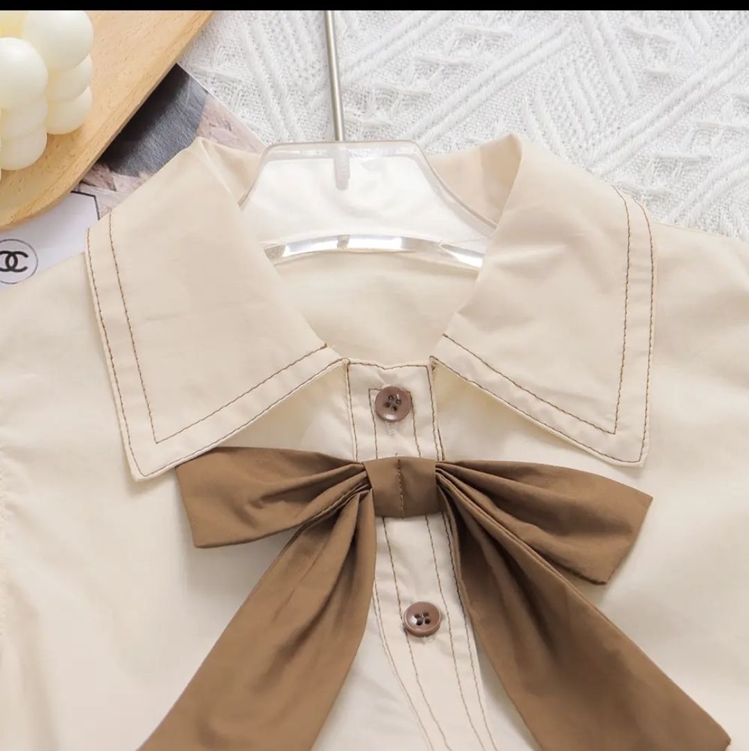 Summer College Style Children Clothes Suits Girls Petal Short Sleeve Shirt Flower Bud Skirt 2Pcs Set Princess short-sleeved suit