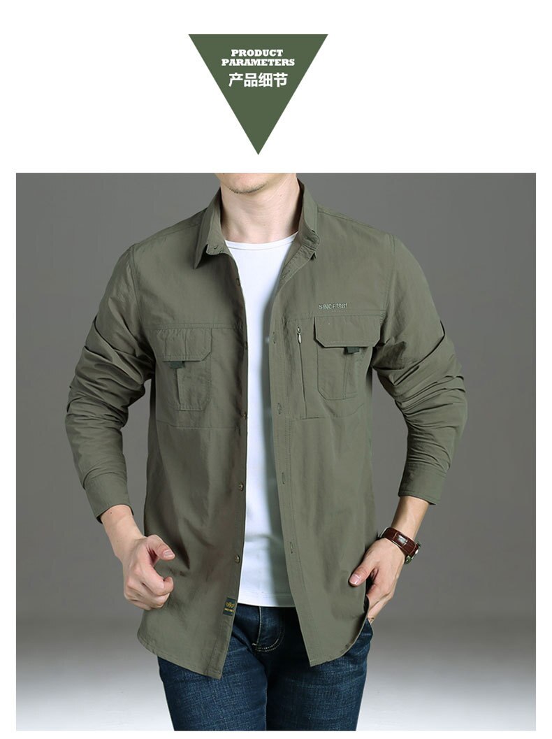 Outdoor Quick-drying Sports Suit Men Spring/summer Breathable Waterproof Tooling Shirt Sweatpants 2 Piece Mountaineering Suit