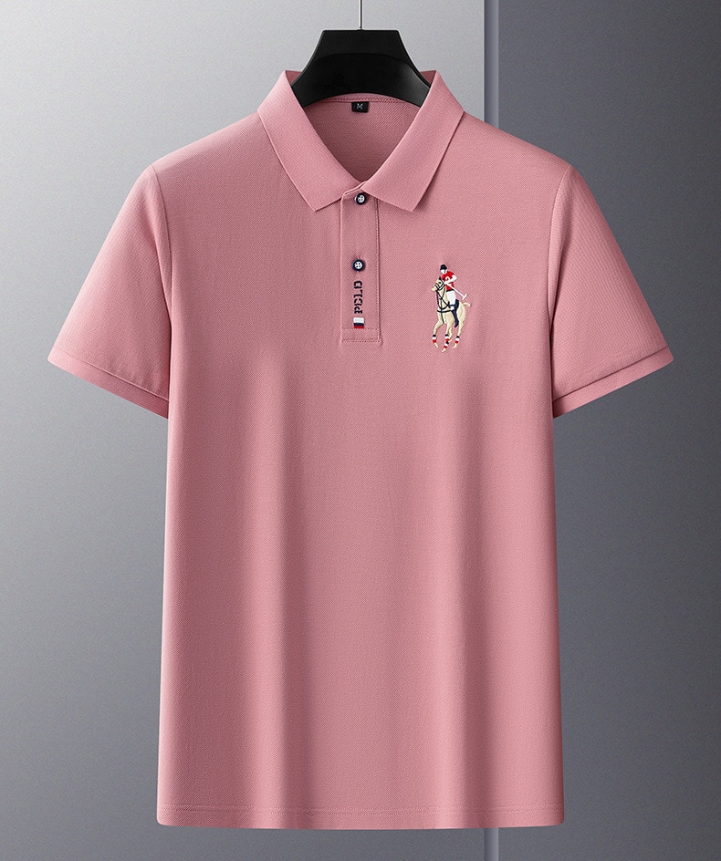 New Summer Breathable Jacket Luxury Men's Cotton Embroidered Business Short Sleeve POLO Shirt Solid Color Lapel Men Casual