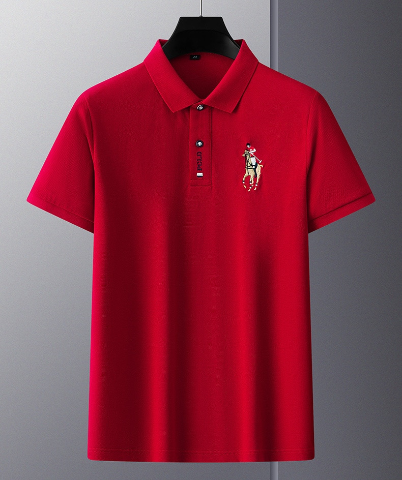 New Summer Breathable Jacket Luxury Men's Cotton Embroidered Business Short Sleeve POLO Shirt Solid Color Lapel Men Casual